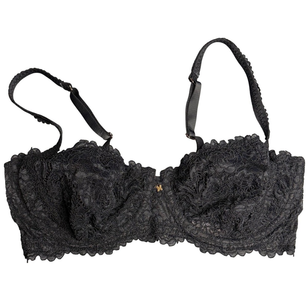 Savage X Fenty Bra 38G Black Floral Lace Balconette